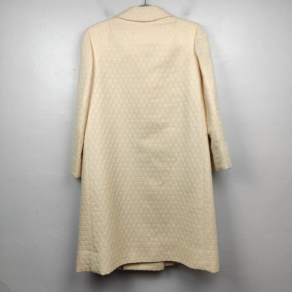 Vintage Robinsons Pea Coat Womens Small Cream Textured Knit 50s 60s Retro Mod - Picture 7 of 11